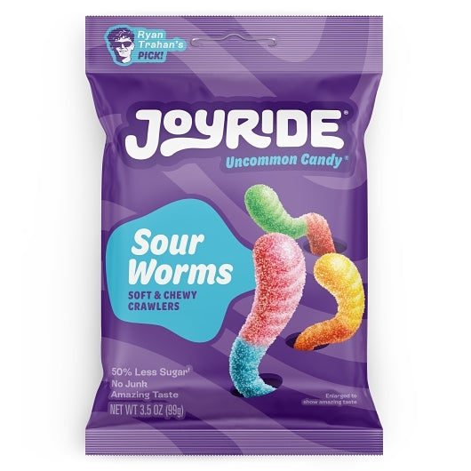 Joyride Low Sugar Sour Gummy Worms, 10 x 3.5 oz Case - Candy & Confections