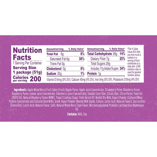 Nature's Garden Probiotic Mixed Berry Yoggies Single Serve, 5 x 10 x 1 each Case - Dried Fruit & Fruit Snacks
