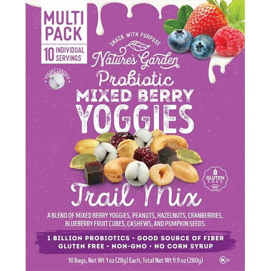 Nature's Garden Probiotic Mixed Berry Yoggies Trail Mix Single Serve Bags, 6 x 9.9 oz Case - Nuts & Seeds
