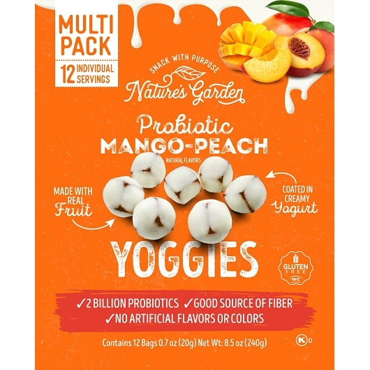 Nature's Garden Probiotic Mango Peach Yoggies Single Serve Bags, 6 x 12 x 0.7 oz Case - Disposables