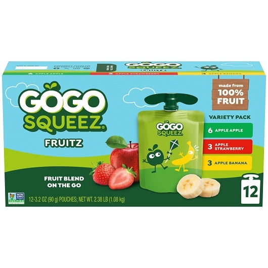 Gogo Squeez Apple, Banana & Strawberry Applesauce Variety Pack, 6 x 12 each Case - DOT product image 2