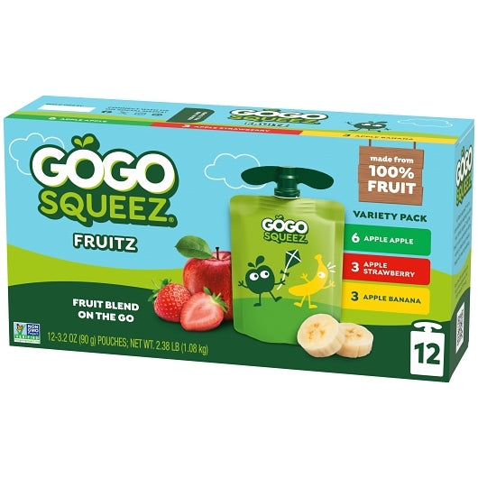 Gogo Squeez Apple, Banana & Strawberry Applesauce Variety Pack, 6 x 12 each Case - DOT product image 3