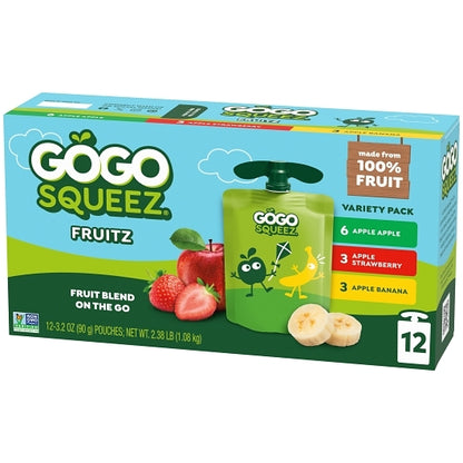 Gogo Squeez Apple, Banana & Strawberry Applesauce Variety Pack, 6 x 12 each Case - DOT product image 3