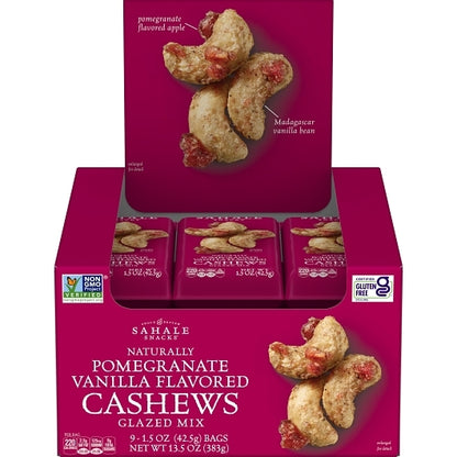 Sahale Cashew Pomegranate, 12 x 9 x 1.5 oz Case - GS1 open-case image