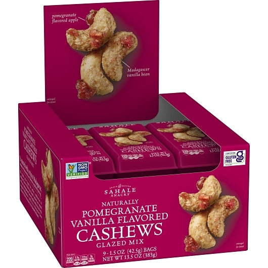 Sahale Cashew Pomegranate, 12 x 9 x 1.5 oz Case - GS1 open-case image