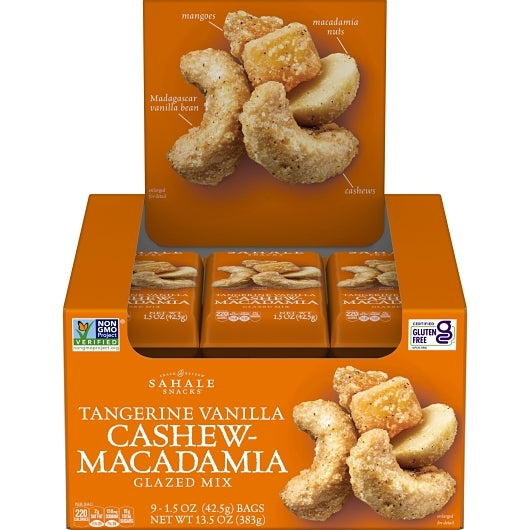 Sahale Tangerine Vanilla Cashew, 12 x 9 x 1.5 oz Case - GS1 open-case image