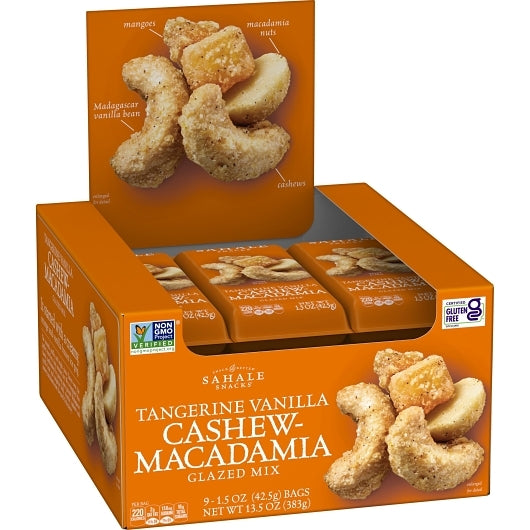 Sahale Tangerine Vanilla Cashew, 12 x 9 x 1.5 oz Case - GS1 open-case image