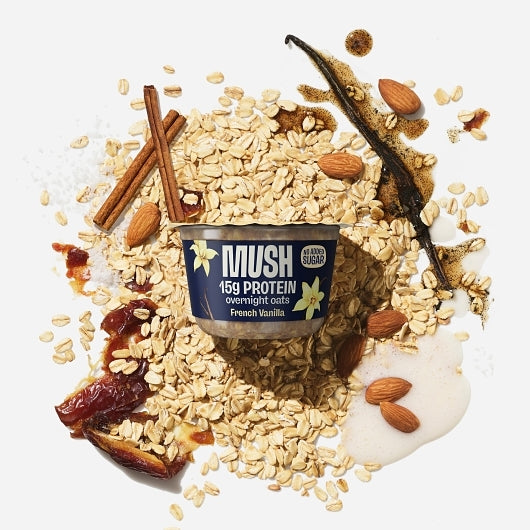 Mush Protein French Vanilla Overnight Oats, 8 x 5.5 oz Case - Breakfast Foods