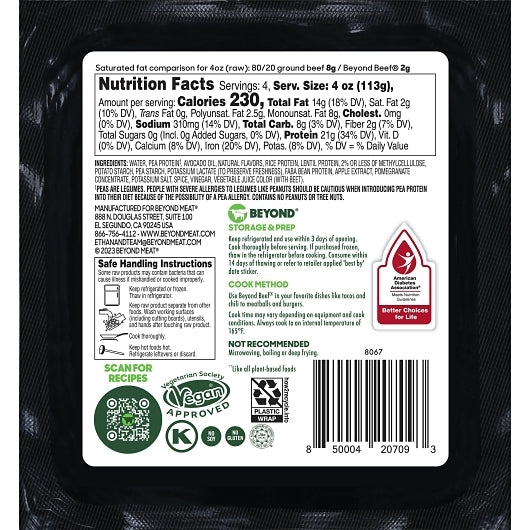Beyond Meat Vegan Plant-Based Ground Beef, 12 x 16 oz Case - Frozen Meat & Seafood