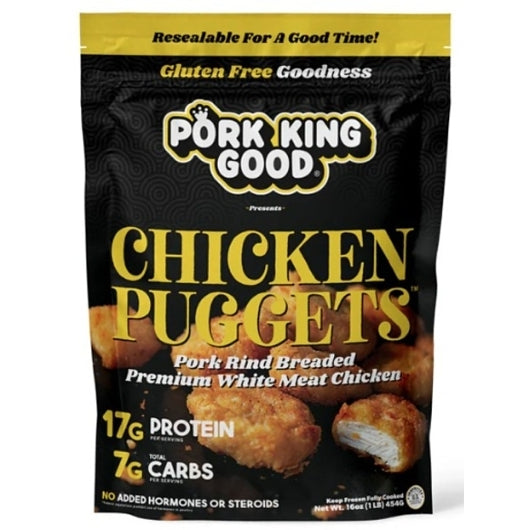 Pork King Good Frozen Original Chicken Nuggets Breaded With Pork Rings Bag, 6 x 16 oz Case - Prepared Foods