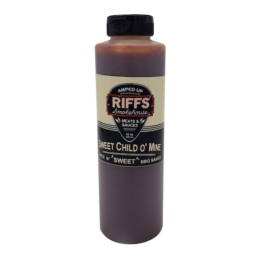 Riff's Sweet Child O'Mine Blue Bbq Sauce Bottle, 9 x 16 oz Case - Condiments & Sauces