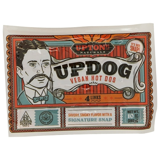 Upton's Naturals Updog Vegan Hot Dogs, 6 x 10 oz Case - Prepared Foods