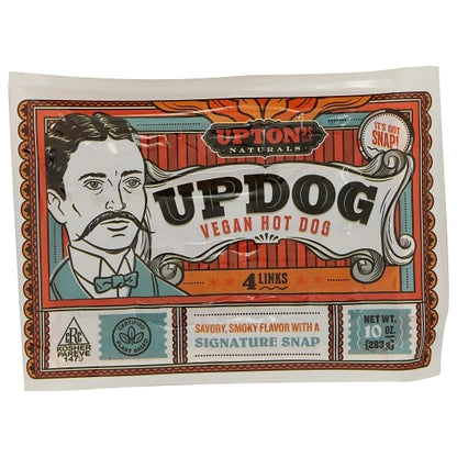 Upton's Naturals Updog Vegan Hot Dogs, 6 x 10 oz Case - Prepared Foods