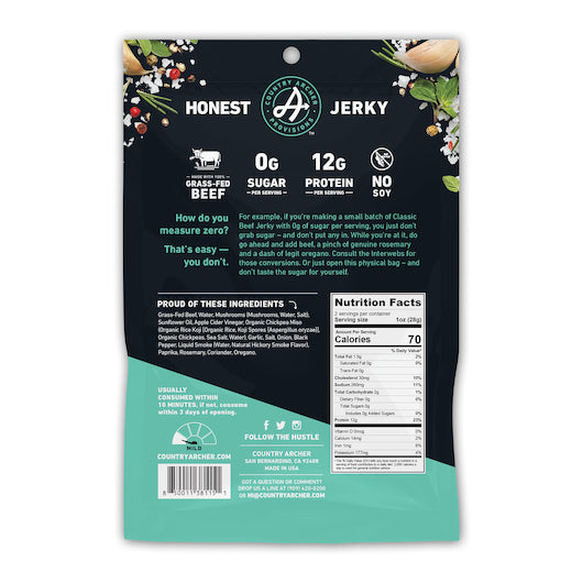 Country Archer Jerky Co Cowboy Cut Old Fashioned Beef Jerky, 12 x 2 oz Case - Meat Snacks