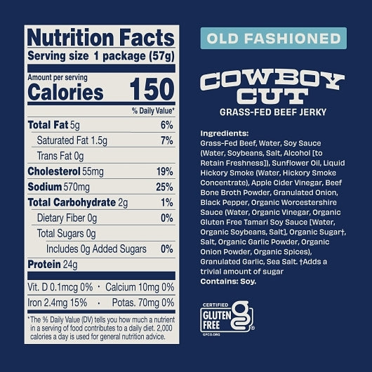 Country Archer Jerky Co Cowboy Cut Old Fashioned Beef Jerky, 12 x 2 oz Case - DOT product image 6