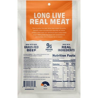 Country Archer Jerky Co Original Grass-Fed Beef Jerky, 12 x 2.5 oz Case - DOT product image 2