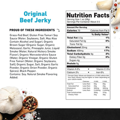 Country Archer Jerky Co Original Grass-Fed Beef Jerky, 12 x 2.5 oz Case - DOT product image 3