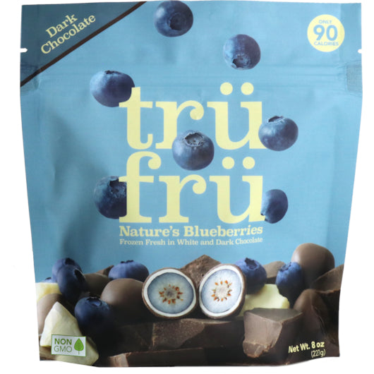 Tru Fru Frozen Blueberries In White & Dark Chocolate, 6 x 8 oz Case - Frozen Fruit