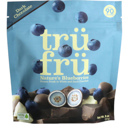 Tru Fru Frozen Blueberries In White & Dark Chocolate, 6 x 8 oz Case - Frozen Fruit