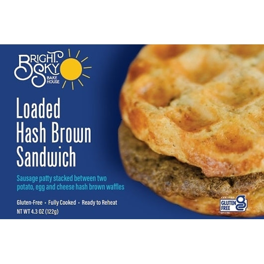 Bright Sky Bake House Loaded Hash Brown Waffle Sandwich with Pork, 24 x 24 ct Case - Frozen Potatoes Sides