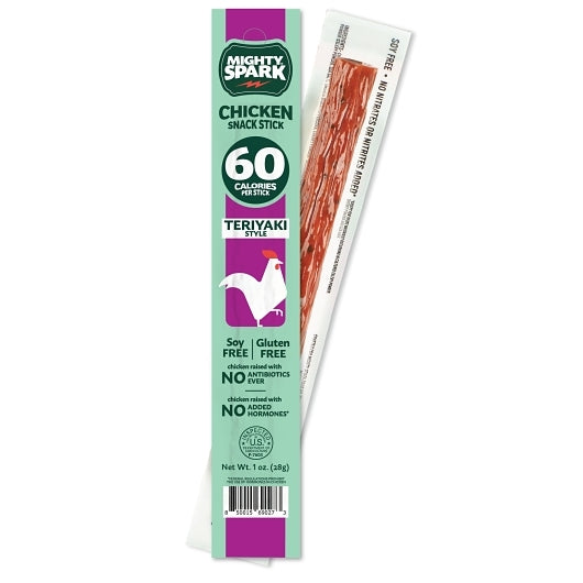 Mighty Spark Teriyaki Chicken Snack Stick, 4 x 18 x 1 oz Case - Meat Snacks