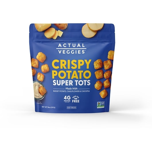 Actual Veggies Crispy Potato Super Tots, 6 x 14 oz Case - Frozen Potatoes Sides