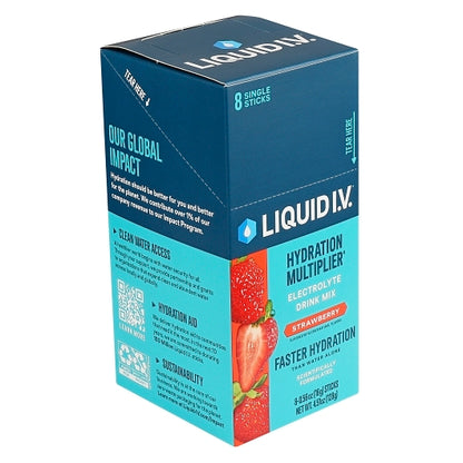 Liquid I.V. Strawberry Hydration Multiplier Electrolyte Drink Mix 8 Count, 12 x 8 x 0.56 oz Case - Pantry Ingredients - 