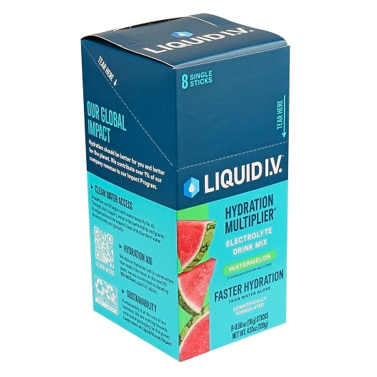 Liquid I.V. Watermelon Hydration Multiplier Electrolyte Drink Mix 8 Count, 12 x 8 x 0.56 oz Case - Pantry Ingredients