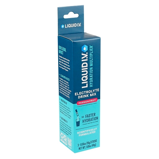 Liquid I.V. Passion Fruit Electrolyte Drink Mix 3 Count, 8 x 6 x 1.69 oz Case - Pantry Ingredients