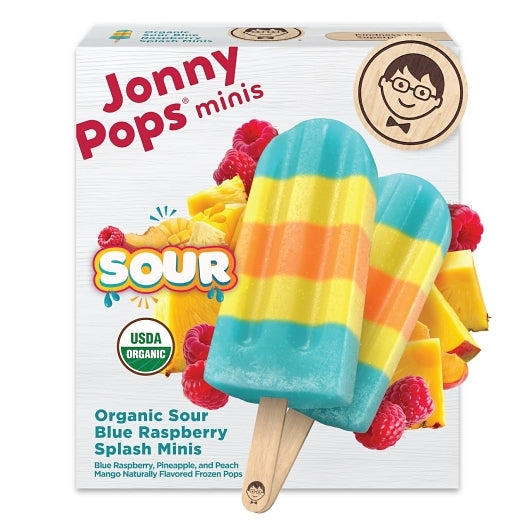 JonnyPops Organic Sour Blue Raspberry Splash Minis Frozen Pops, 6 x 6 each Case - Frozen Fruit