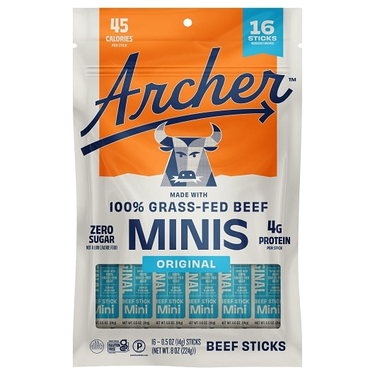 Country Archer Jerky Co Original Beef Mini Sticks, 6 x 8 oz Case - Meat Snacks - image 2