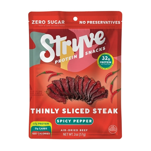 Stryve Sliced Steak Spicy Pepper, 8 x 2 oz Case - Meat, Poultry & Seafood