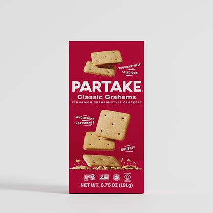 Partake Foods Classic Grahams Crackers, 6 x 6.75 oz Case - Crackers & Grahams