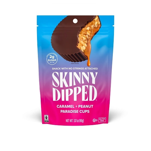 SkinnyDipped Dark Chocolate Caramel Peanut Paradise Cups, 10 x 3.17 oz Case - Candy & Confections