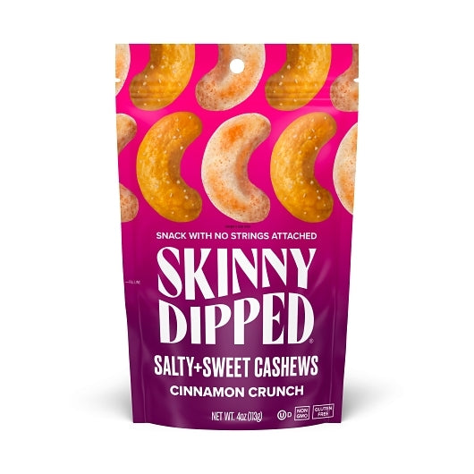 SkinnyDipped Cinnamon Crunch Salty & Sweet Cashews, 10 x 4 oz Case - Candy & Confections