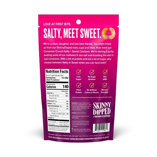 SkinnyDipped Cinnamon Crunch Salty & Sweet Cashews, 10 x 4 oz Case - Candy & Confections - image 2
