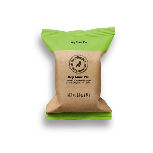 Nightingale, Inc. Golden Crusted Brown Sugar Cookies Key Lime Chomp Size Ice Cream Sandwiches, 24 x 2.6 oz Case - Bakery