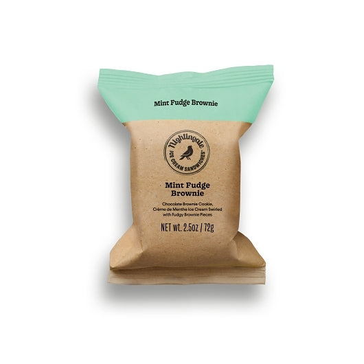 Nightingale, Inc. Mint Fudge Brownie Chomp Size Ice Cream Sandwiches, 24 x 2.5 oz Case - Bakery & Desserts