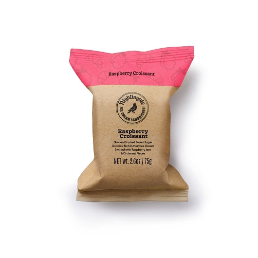Nightingale, Inc. Raspberry Croissant Chomp Size Ice Cream Sandwiches, 24 x 2.6 oz Case - Breads, Rolls & Buns
