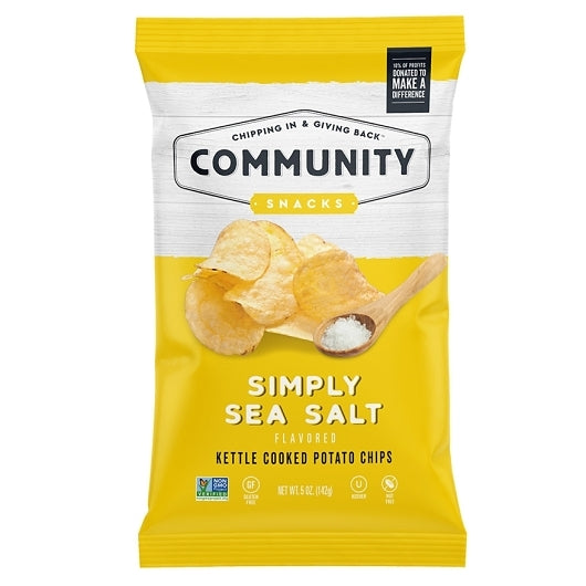 Community Snacks Simply Sea Salt Kettle Chips, 12 x 5 oz Case - Snacks