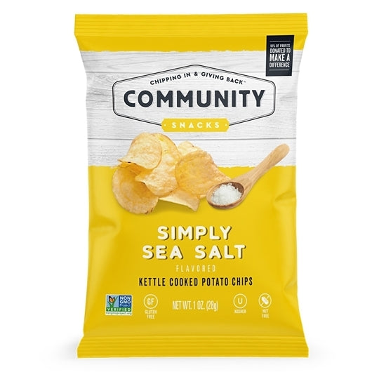 Community Snacks Simply Sea Salt Kettle Chips, 80 x 1 oz Case - Snacks