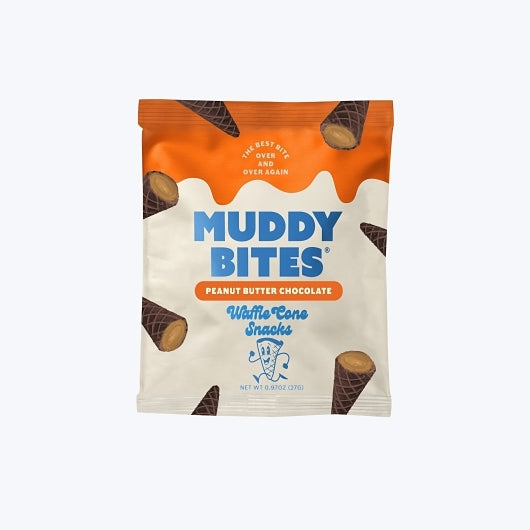 Muddy Bites Peanut Butter Chocolate Waffle Cone Snack, 24 x 0.97 oz Case - Breakfast Foods