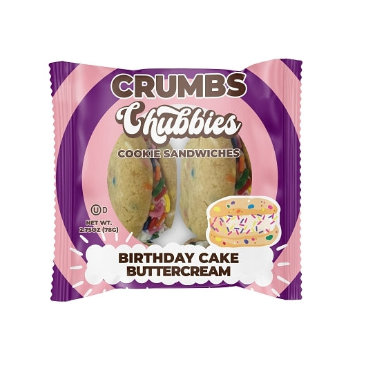 Crumbs Bakeshop Chubbies Birthday Cake Buttercream Cookie Sandwich, 12 x 2.75 oz Case - Bakery & Desserts