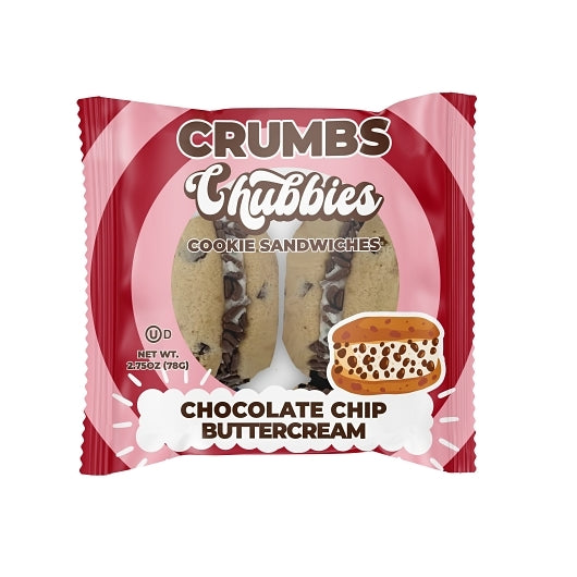 Crumbs Bakeshop Chubbies Chocolate Chip Buttercream Cookie Sandwich, 12 x 2.75 oz Case - Bakery & Desserts