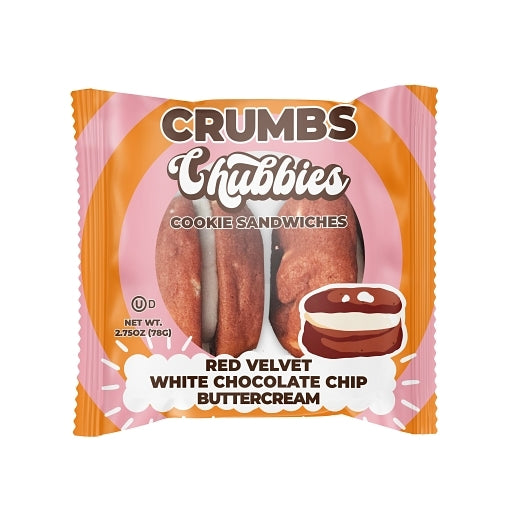 Crumbs Bakeshop Chubbies Red Velvet White Buttercream Cookie Sandwich, 12 x 2.75 oz Case - Bakery & Desserts
