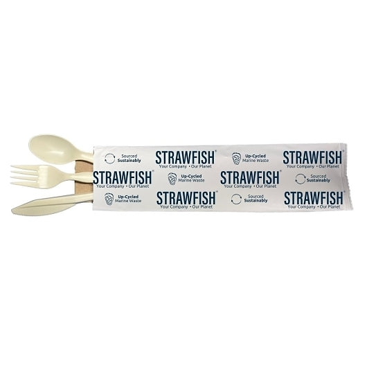 StrawFish 4PC Cutlery Kit FKS Nap Natural Biodegradable, 1 x 250 ct Case - Disposable Cutlery