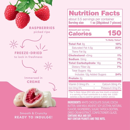 Tru Fru Freeze-Dried Raspberries In Creme, 6 x 3.4 oz Case - Candy & Confections - image 2