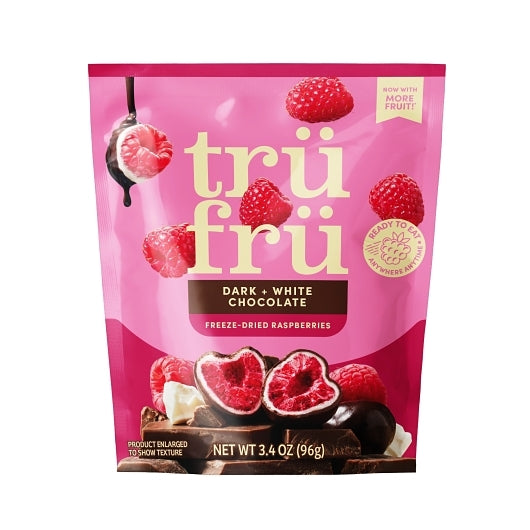 Tru Fru Freeze-Dried Raspberries In White & Dark Chocolate, 6 x 3.4 oz Case - Candy & Confections