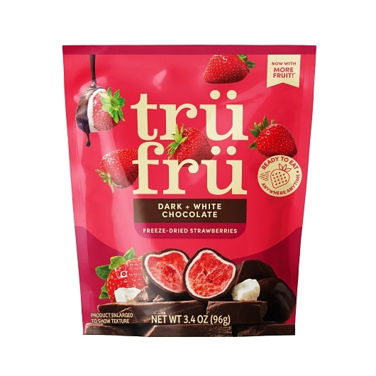Tru Fru Dried Strawberries In White & Dark Chocolate, 6 x 3.4 oz Case - Candy & Confections