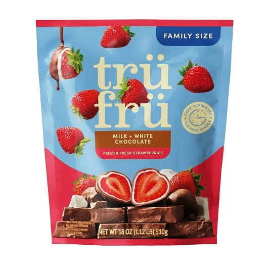 Tru Fru Frozen Whole Strawberries In White & Milk Chocolate, 6 x 18 oz Case - Frozen Fruit